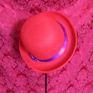 Vintage Red Bowler Hat 8"